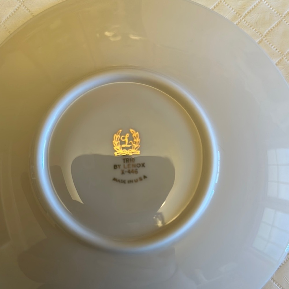 VTG Lexon X-446 Ivory China Platinum Rimmed Sauce 6inch 6 Set Made In Us - Picture 8 of 8